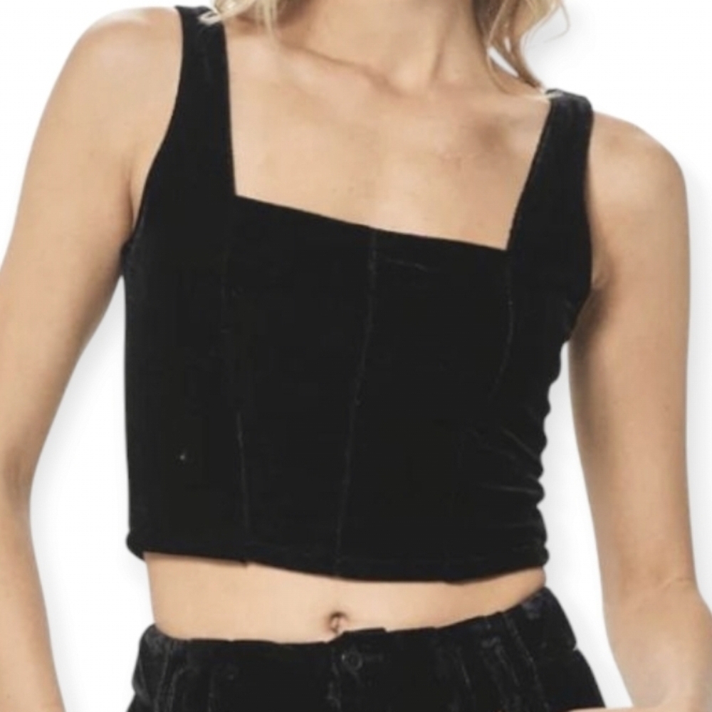 Luisa Spagnoli Velvet Corset Top Size Small 42 Black Soft Vintage Made in Italy